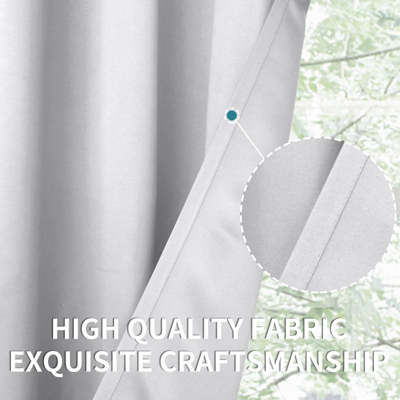 BGment Rod Pocket Room Darkening Curtains 63 Inch Length - Thermal Insulated Blackout Drapes for Bedroom Living Room, 52 x 63 Inch, 2 Panels, Greyish White - Image 5